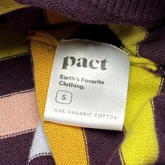 Pact Organic Cotton Rainbow Striped Sweater Pullover V Neck Women's Size Small - Picture 5 of 7